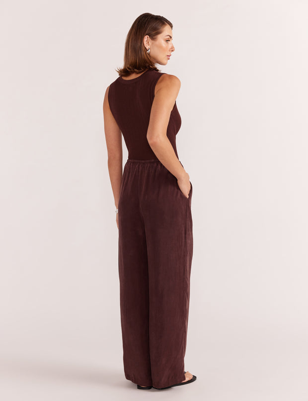 Lani Cupro Drawstring Pants- Espresso