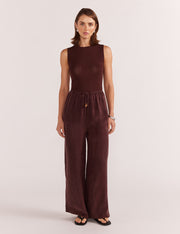 Lani Cupro Drawstring Pants- Espresso