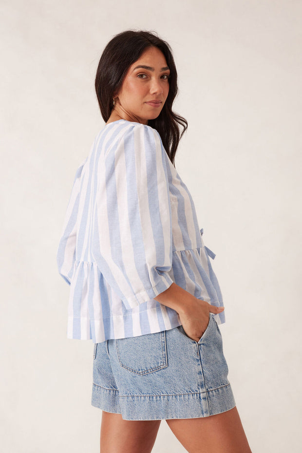 The tie top blue/ white stripe