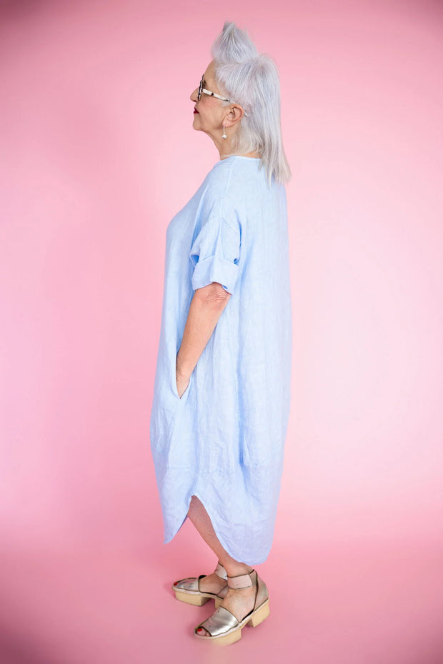 Camille Linen Dress | Sky