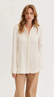 Elena Textured Shirt - White Wood Boutique