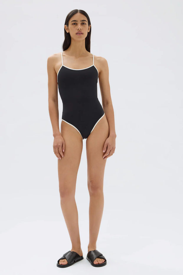 One-piece Swimmers - Contrast cross back in black/white