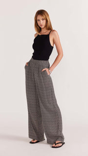 Della Wide Leg Pant - Black/Cream