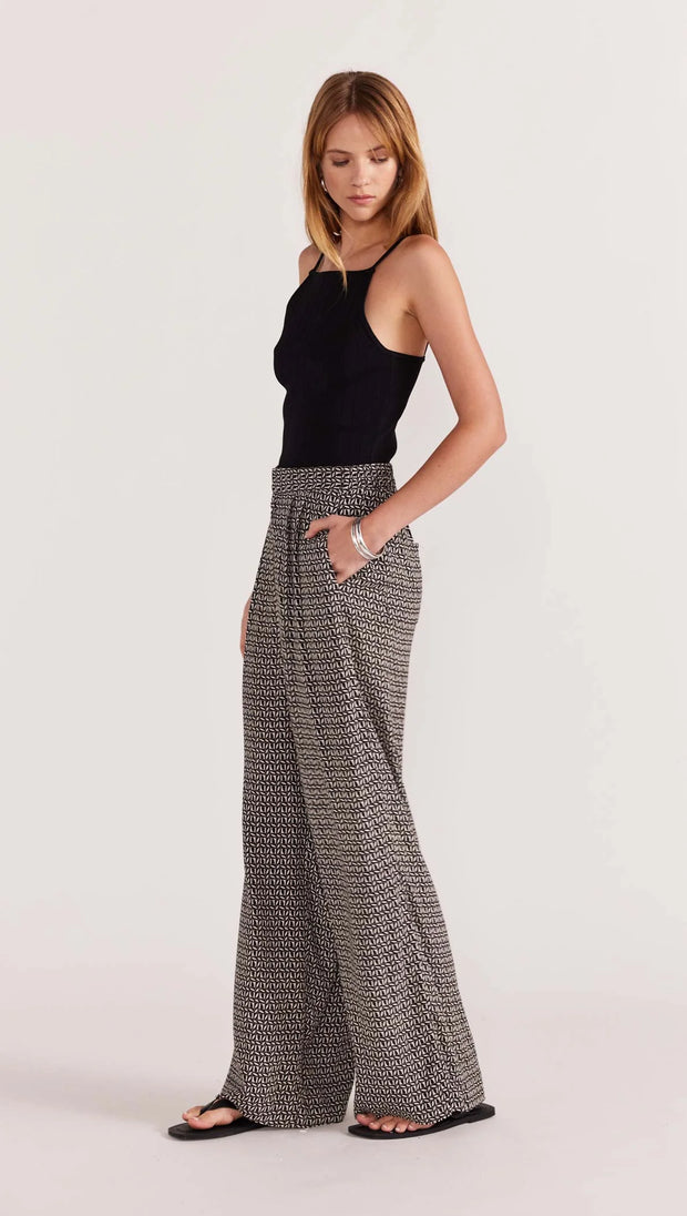 Della Wide Leg Pant - Black/Cream