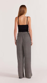 Della Wide Leg Pant - Black/Cream