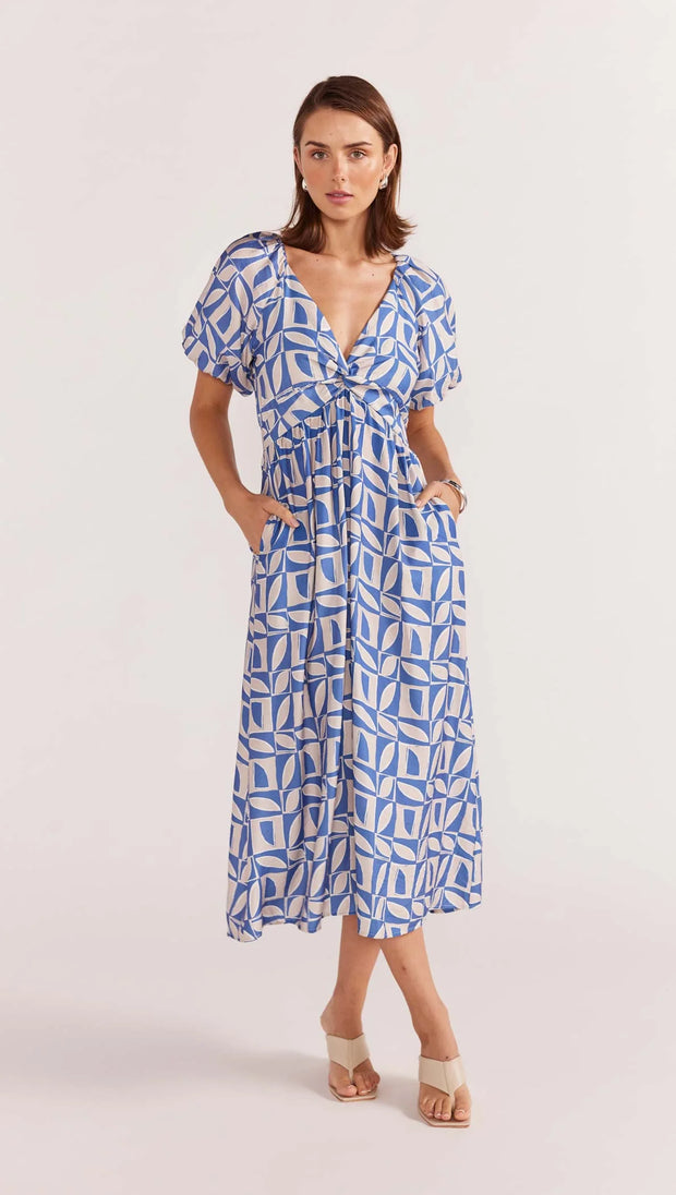 Alto Midi Dress - Blue-Geo Print