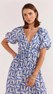 Alto Midi Dress - Blue-Geo Print