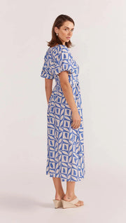 Alto Midi Dress - Blue-Geo Print