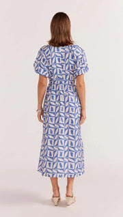 Alto Midi Dress - Blue-Geo Print