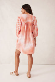 Crinkle Dress- Whisper Pink Washed Red Stripe