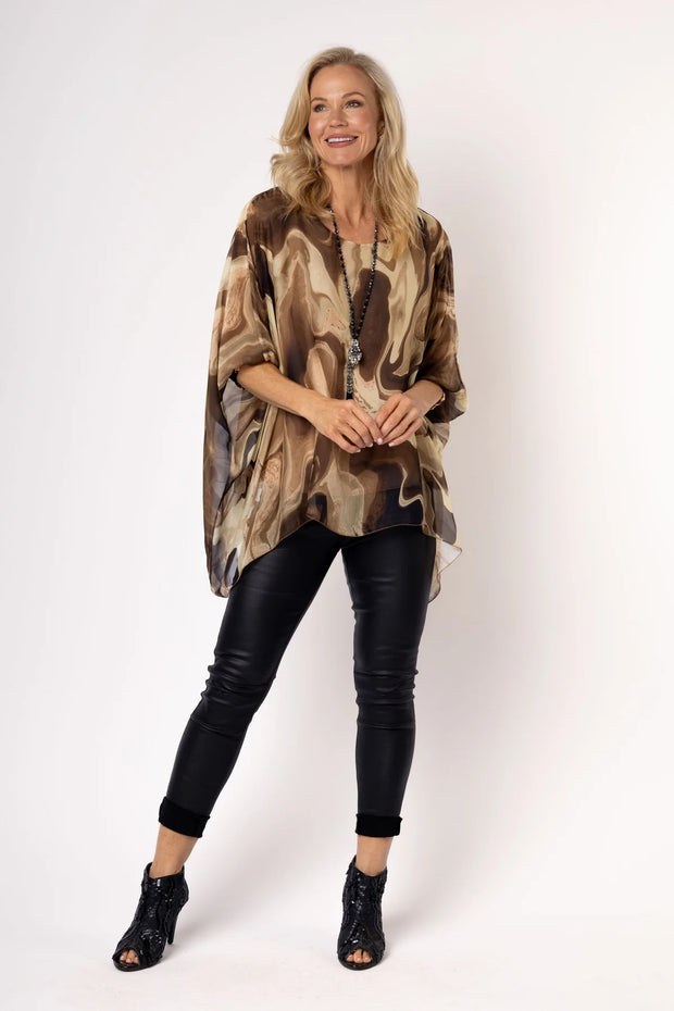 Myra Silk Top - Desert